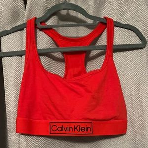 ❤️NWOT! Calvin Klein Racerback Cotton Sports Bra, Size L, Red and Black
